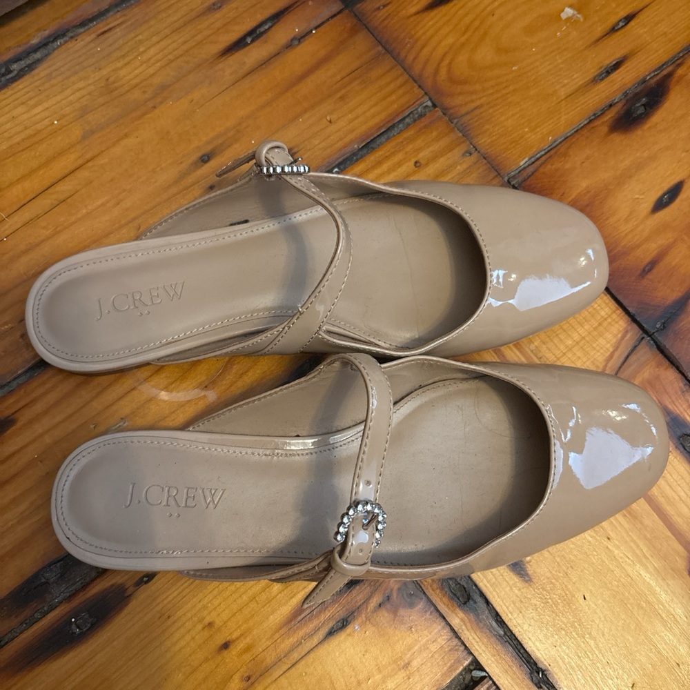 J. Crew Tan Flats with Rounded Toe and Strap